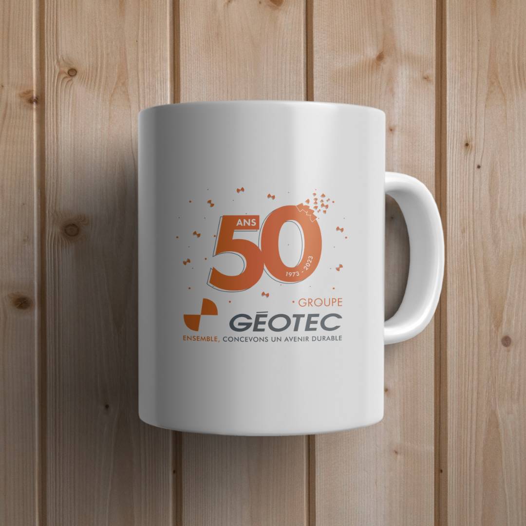 logo anniversaire 50 ans groupe geotec flocage mug