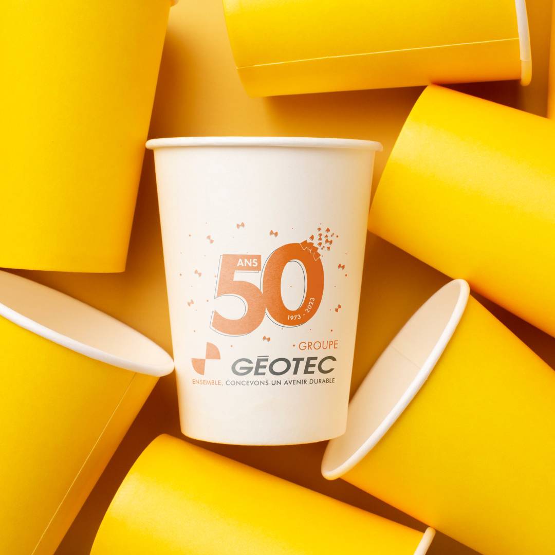 logo anniversaire 50 ans groupe geotec flocage verre