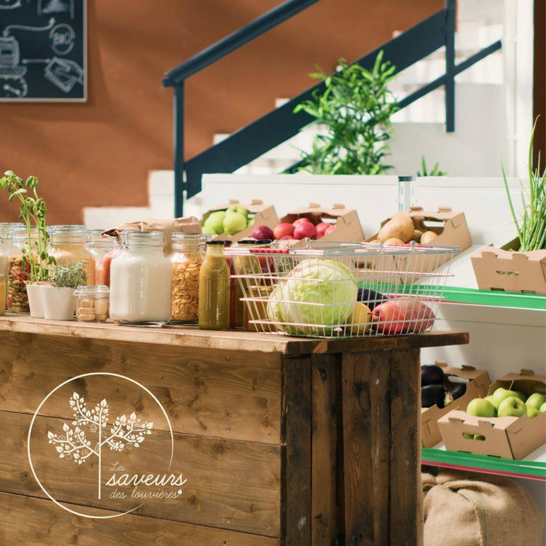 épicerie avec produits locaux photo et logo les saveurs des louvrières dijon