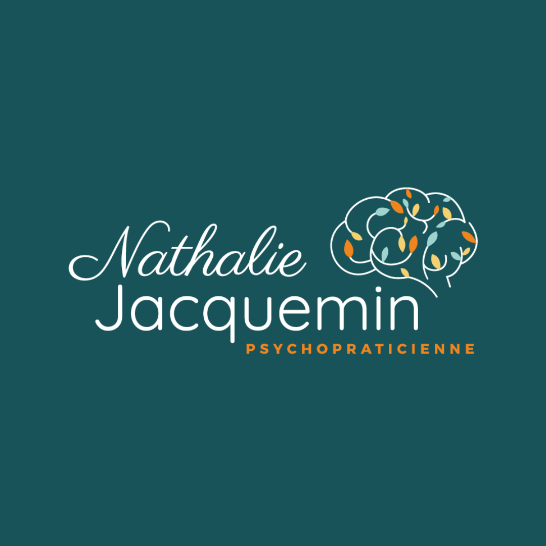 Logo Nathalie Jacquemin psycopraticienne Dijon blanc sur fond bleu