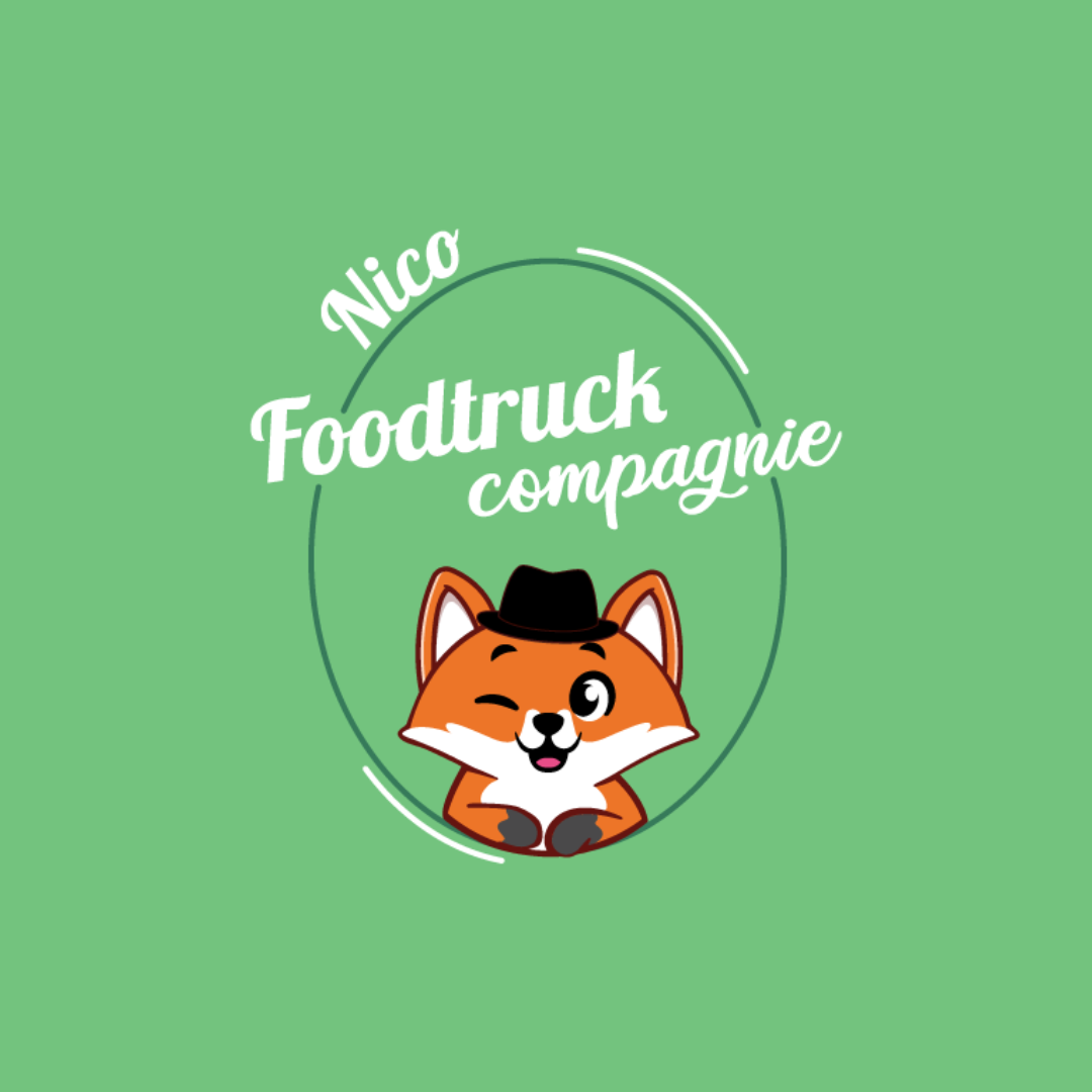 Logo Nico Food Truck Compagnie sur fond vert clair produits frais et locaux