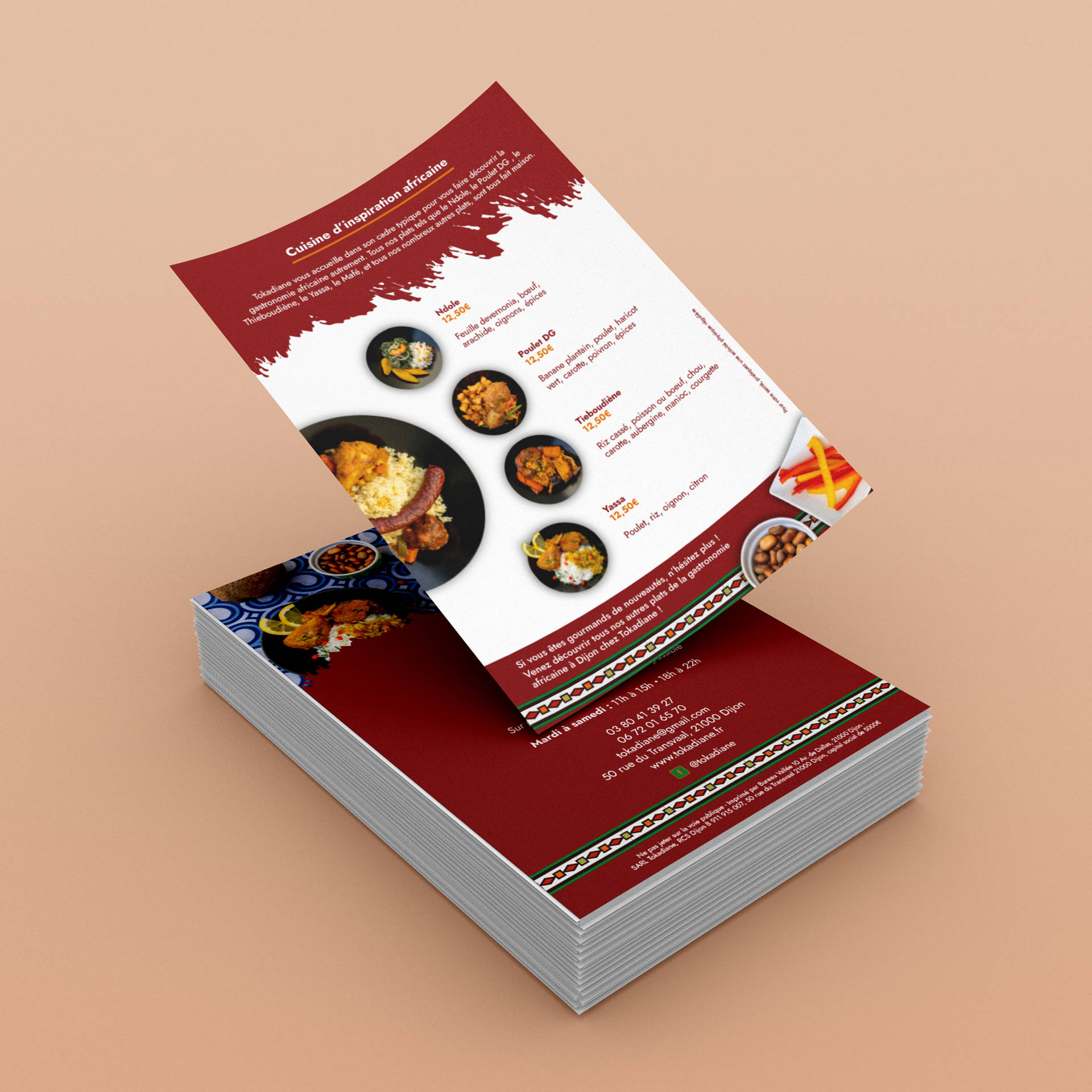 mockup flyer format A5 recto verso restaurant Tokadiane Dijon