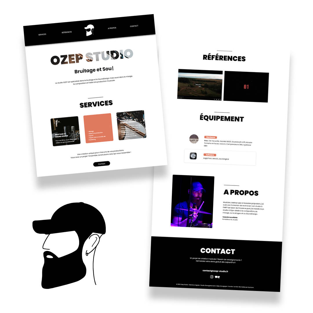 Page du site internet Ozep studio mixage bruitage Dijon