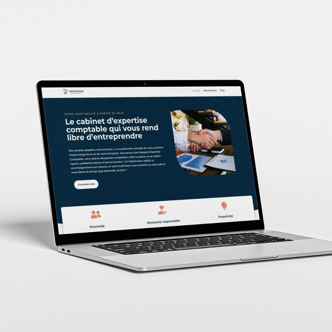 Interface page accueil site internet Rossignol Expertise Comptable