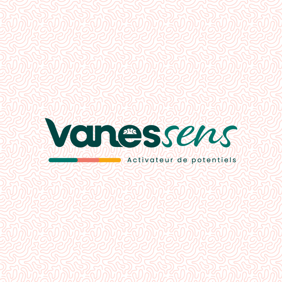 Logo Vanessens sur motif rose et blanc