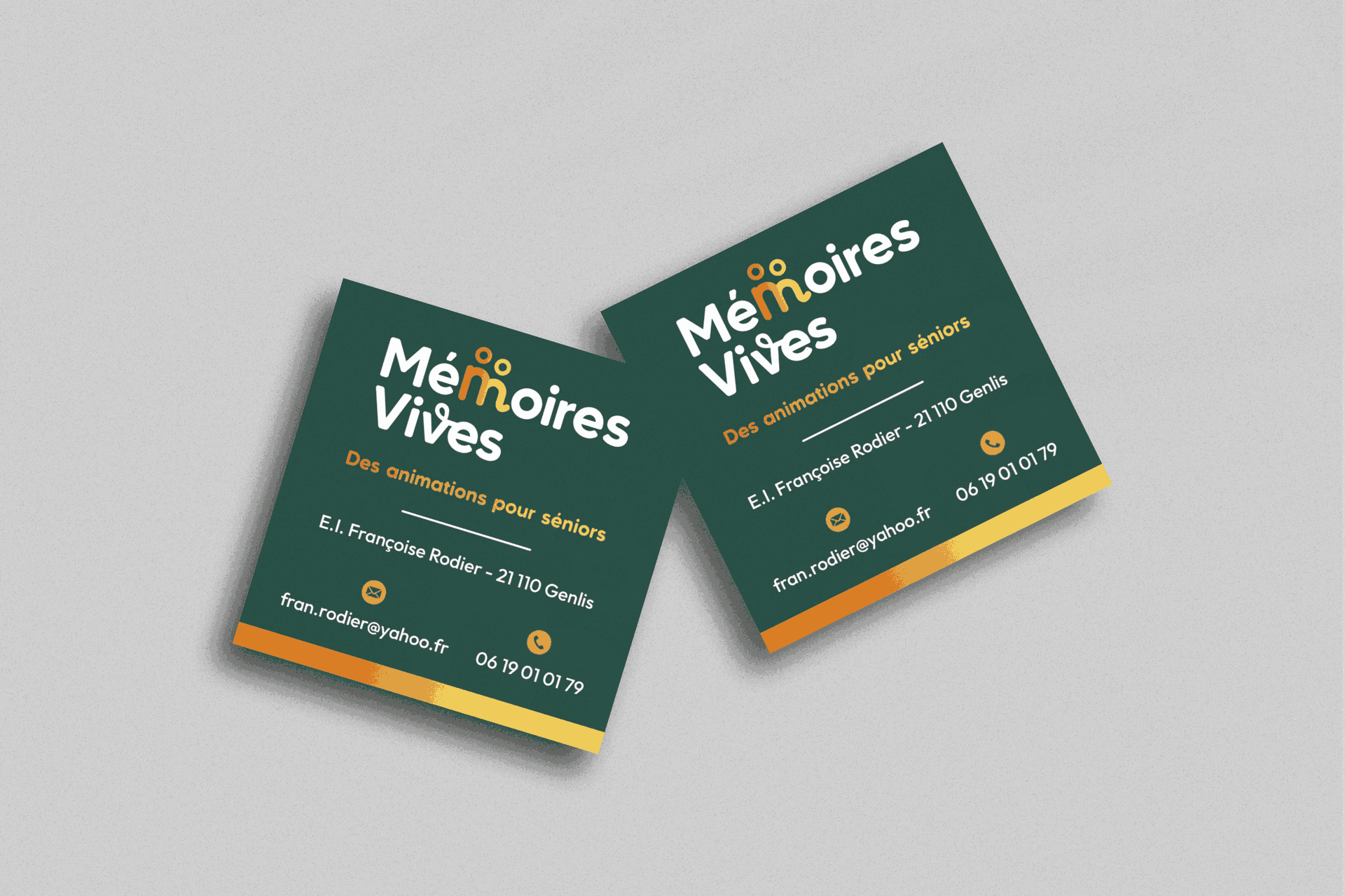 Cartes de visite carrées recto Mémoires vives