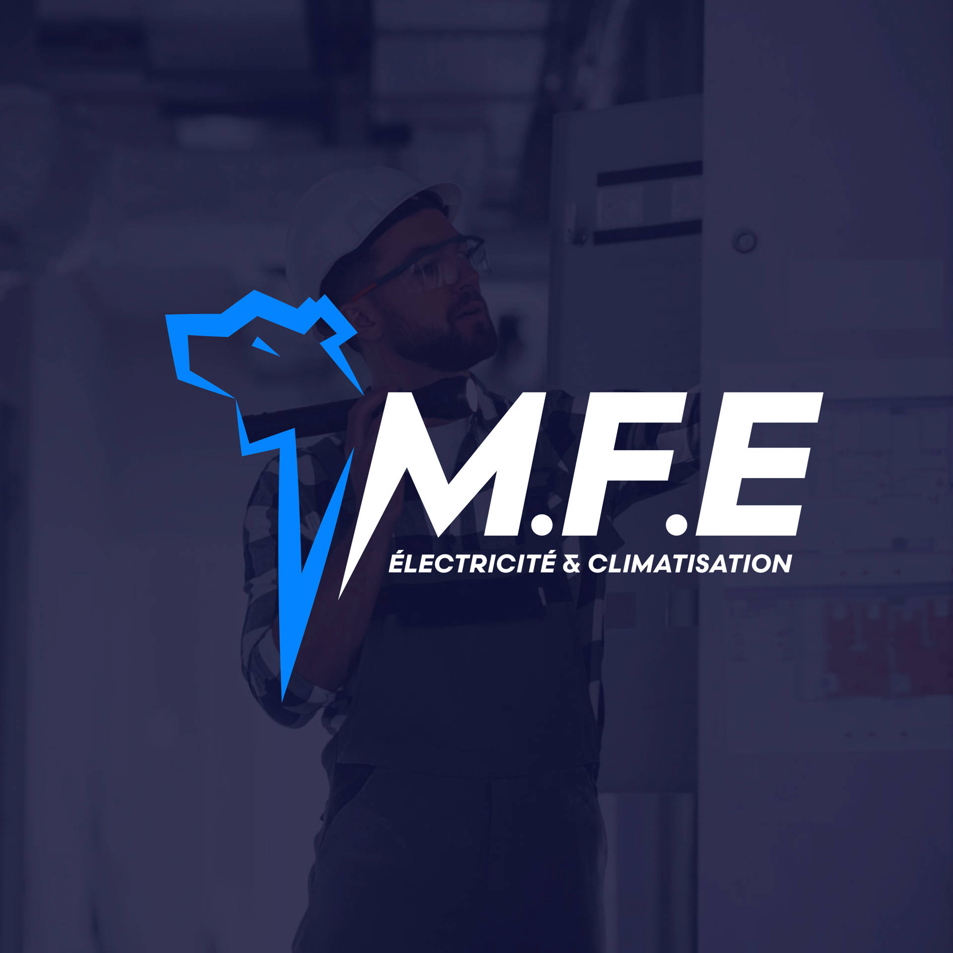 Electricien, dijon, eclair, logo, ours, climatisation, bleu