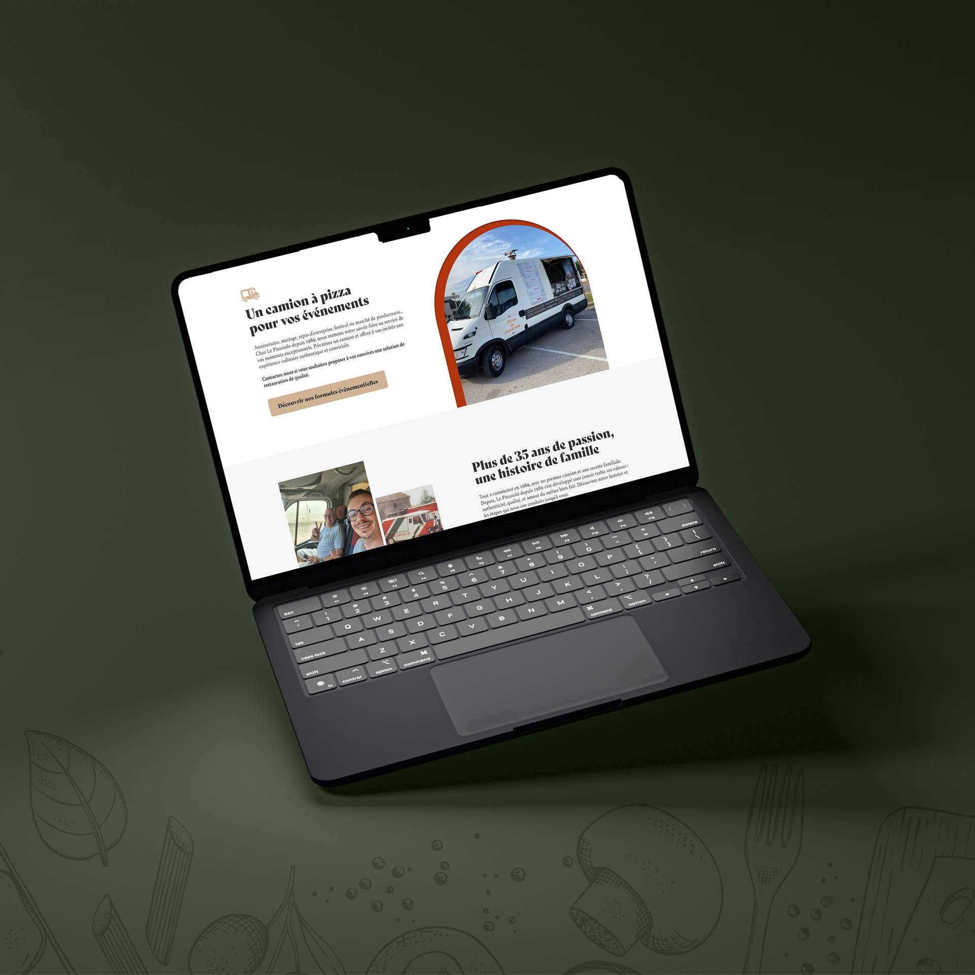 Site internet, pizza, savoir-faire, histoire, père, fils, camion, ingrédients